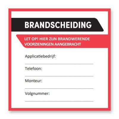 Voorbeeld brandscheiding sticker